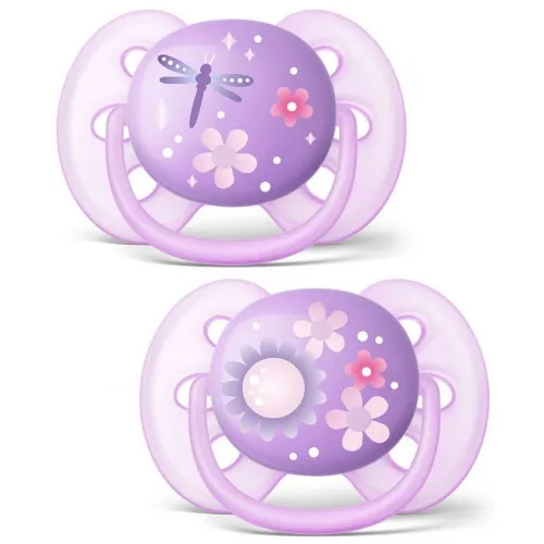 Соски-пустышки Philips Avent Ultra Soft, SCF227/22, 6-18 мес, для девочек, 2 шт.