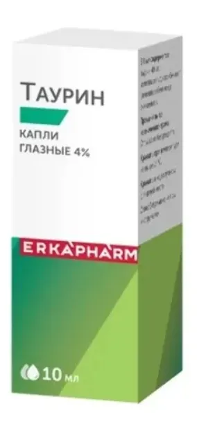 Erkapharm Таурин, 4%, капли глазные, 10 мл, 1 шт.