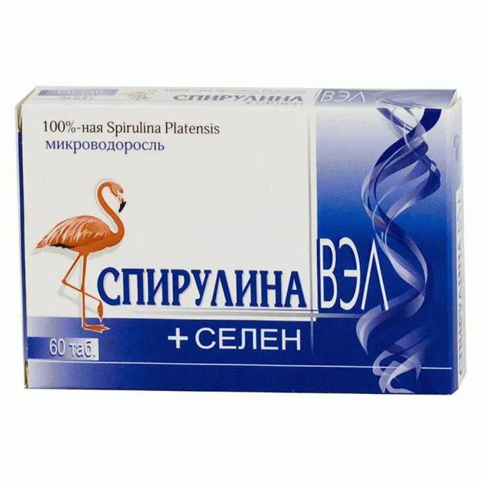 Спирулина ВЭЛ+селен, 0.5 г, таблетки, 60 шт.