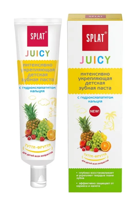 Splat Juicy Зубная паста укрепляющая, для детей всех возрастов, паста зубная, тутти-фрутти, 35 мл, 1 шт.