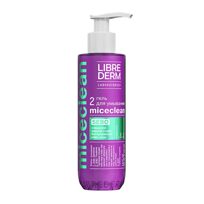 Librederm Miceclean Sebo гель для умывания, гель для умывания, для жирной и комбинированной кожи, 200 мл, 1 шт.