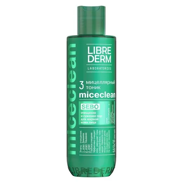 Librederm Miceclean Sebo Мицеллярный тоник, тоник для лица, для жирной и комбинированной кожи, 200 мл, 1 шт.