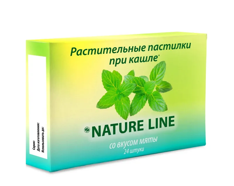 Nature Line пастилки с растительными экстрактами Мята, леденцы, 24 шт.