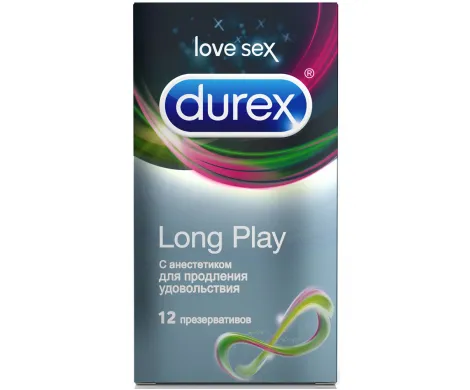 Презервативы Durex Long Play с анестетиком, презерватив, гладкие, 12 шт.