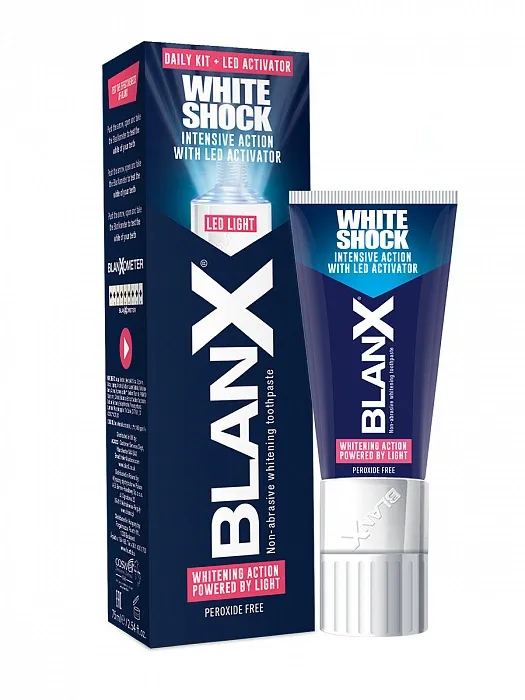 Blanx White Shock Зубная паста с лампой-активатором, паста зубная, лампа-активатор в крышке, 50 мл, 1 шт.