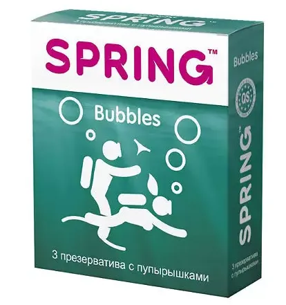 Spring Bubbles презервативы с пупырышками, набор презервативов, 3 шт.