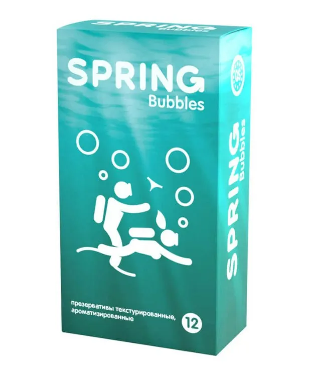 Spring Bubbles презервативы с пупырышками ароматизированные, набор презервативов, 12 шт.