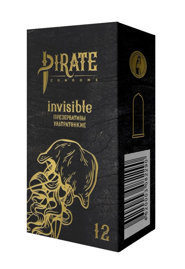 Pirate Презервативы invisible, презерватив, ультратонкие, 12 шт.