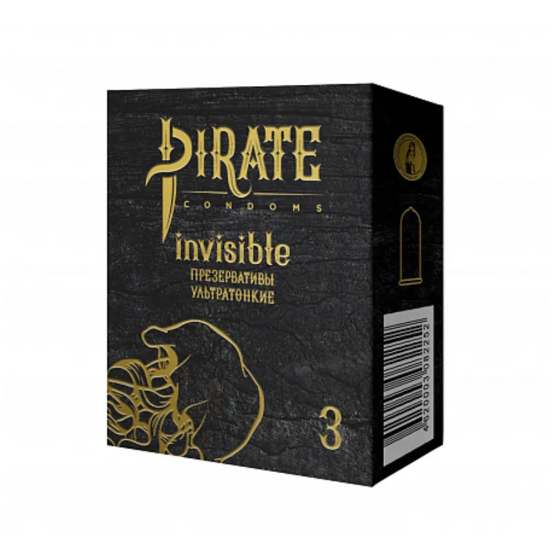 Pirate Презервативы invisible, презерватив, ультратонкие, 3 шт.