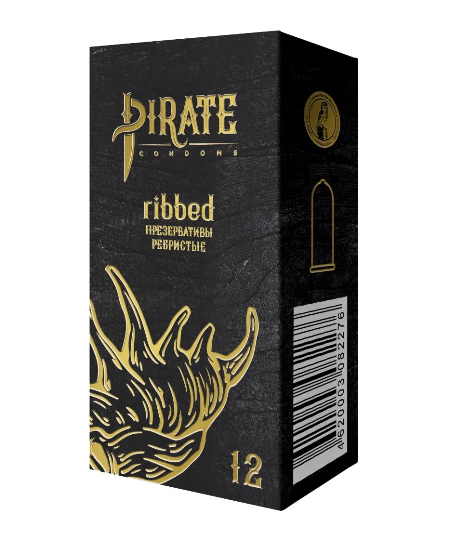 Pirate Презервативы ribbed, презерватив, ребристые, 12 шт.