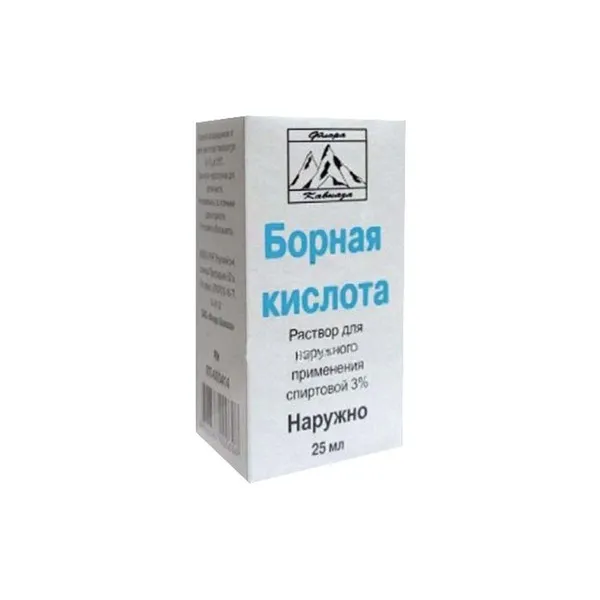 Борная кислота, 3%, раствор для местного применения (спиртовой), 25 мл, 1 шт., Флора Кавказа