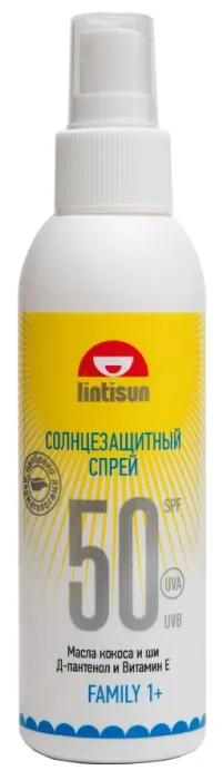 Lintisun Молочко солнцезащитное детское спрей SPF50, молочко для тела, 150 мл, 1 шт.