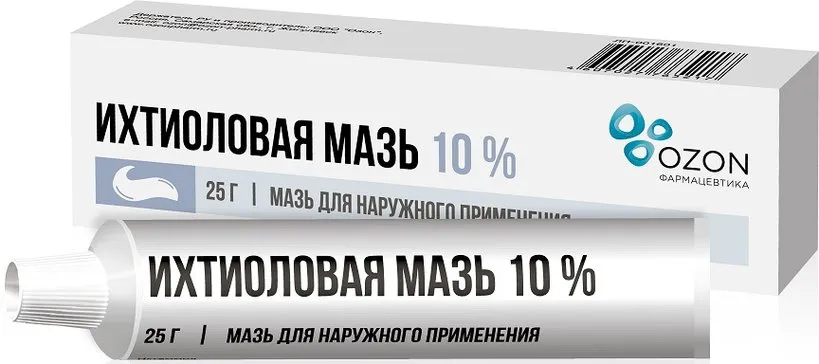 Ихтиоловая мазь, 10%, мазь для наружного применения, 25 г, 1 шт., Озон