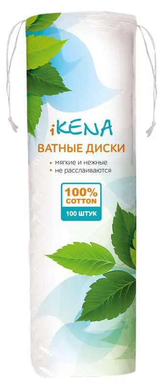 Икена Ватные диски косметические, ватные диски, 100 шт.