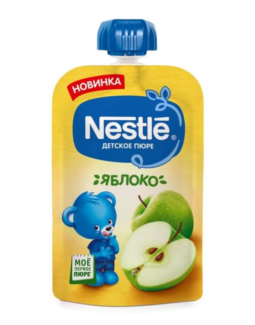 Nestle Фруктовое пюре Яблоко, для детей с 4 месяцев, пюре, 90 г, 1 шт.