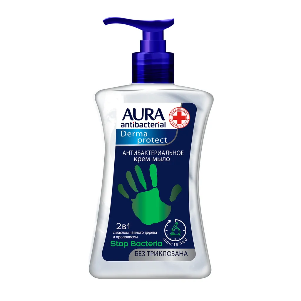 Aura Derma Protect Мыло жидкое антибактериальное 2в1, крем-мыло, 250 мл, 1 шт.