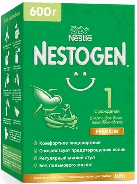 Nestogen 1, для детей с рождения, смесь молочная сухая, с пребиотиками и лактобактериями, 600 г, 1 шт.