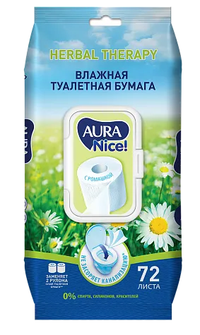 Aura Nice Влажная туалетная бумага, 72 шт.