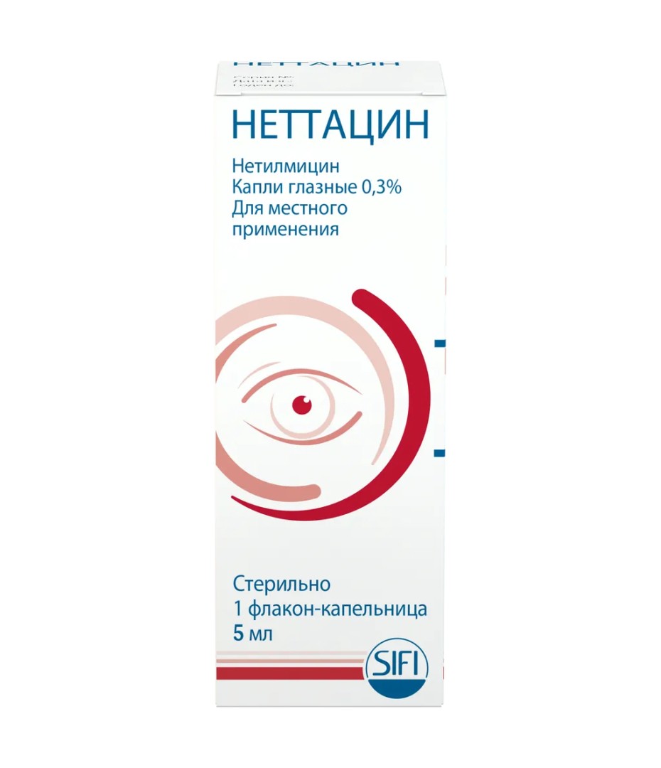 Неттацин, 0.3%, капли глазные, 5 мл, 1 шт.