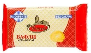 Невские вафли Крем-брюле на сорбите, вафли, без сахара, 105 г, 1 шт.