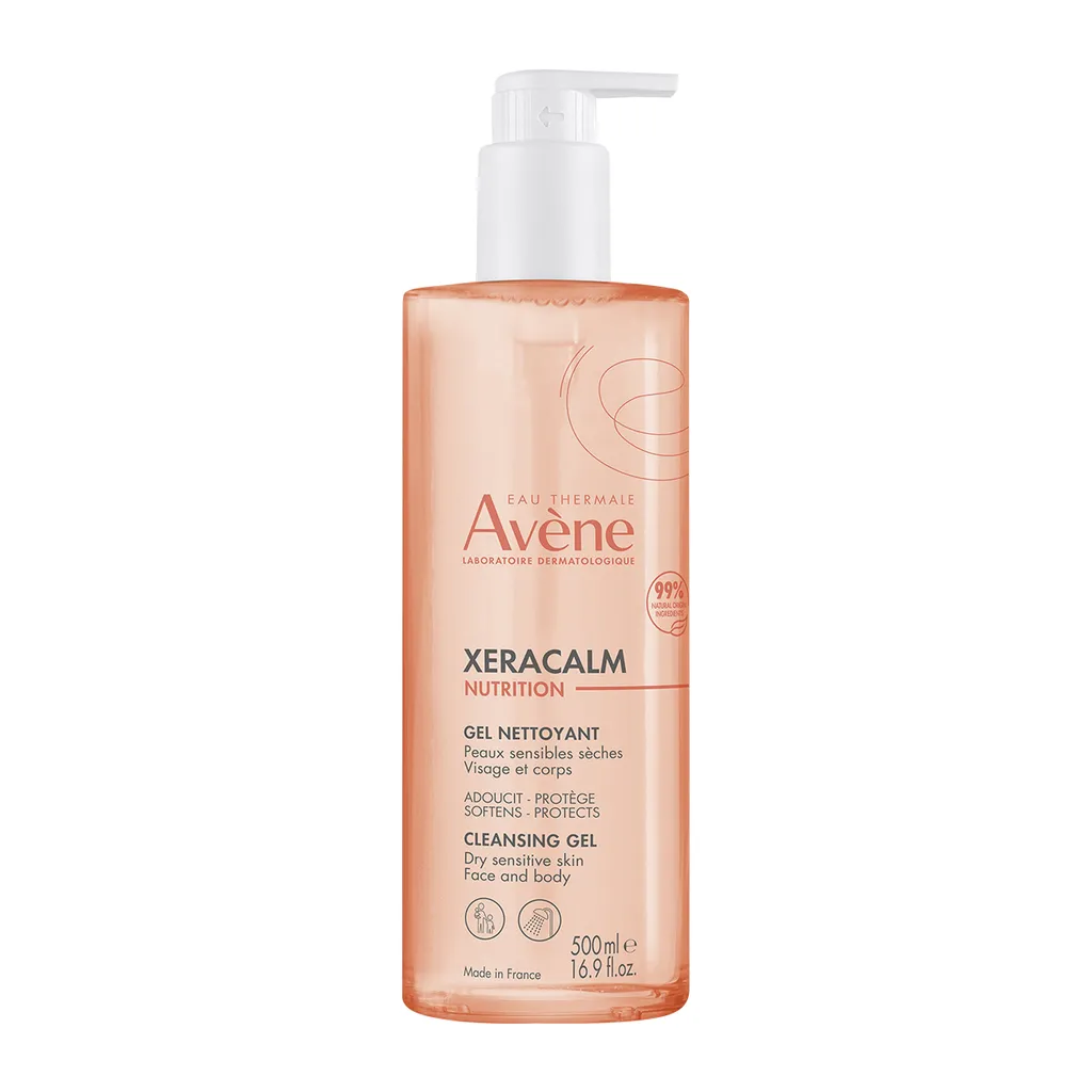 Avene XeraCalm Nutrition Гель очищающий питательный легкий, гель, для чувствительной кожи лица и тела для детей и взрослых, 500 мл, 1 шт.