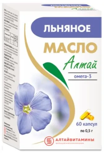 Льняное Масло Алтай Омега-3, капсулы, 60 шт.