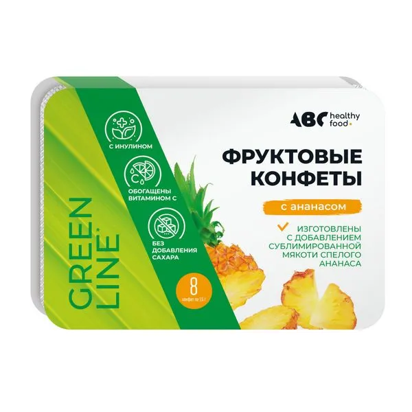 АВС Хэлси фуд конфеты фруктовая мякоть Ананас, 12 г, 1 шт.