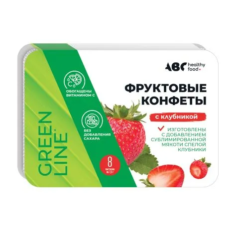 АВС Хэлси фуд конфеты фруктовая мякоть Клубника, 12 г, 1 шт.