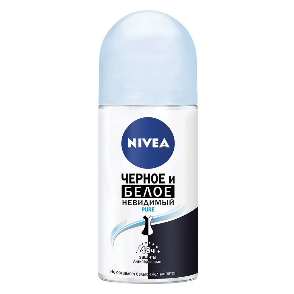 Nivea Антиперспирант шариковый Невидимая защита для черного и белого Pure, 50 мл, 1 шт.