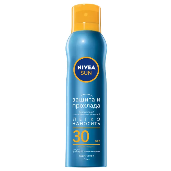 Nivea Sun Защита и прохлада Солнцезащитный спрей освежающий SPF30, спрей, 200 мл, 1 шт.