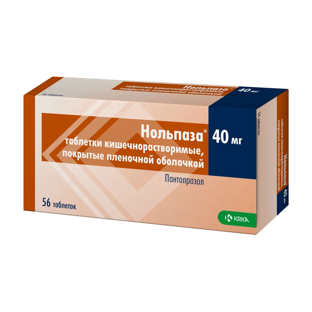 Нольпаза, 40 мг, таблетки, покрытые кишечнорастворимой оболочкой, 56 шт.