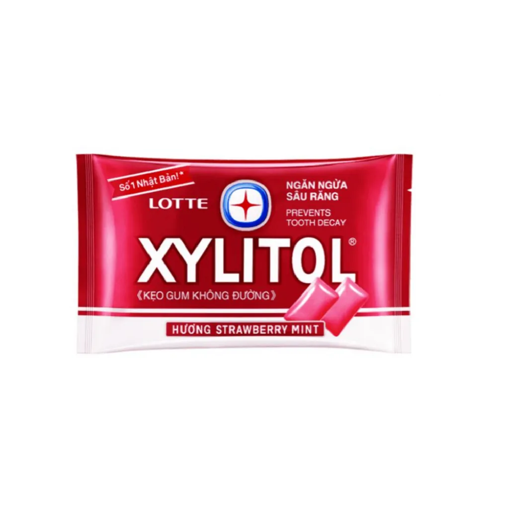 Lotte Xylitol Жевательная резинка Клубника и мята, без сахара, 21 г, 1 шт.