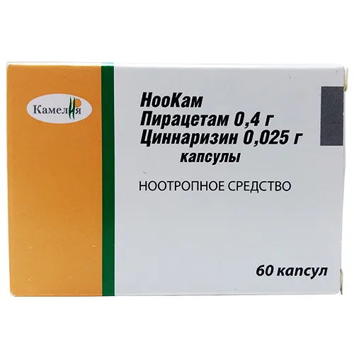 НооКам, 400 мг+25 мг, капсулы, 60 шт.