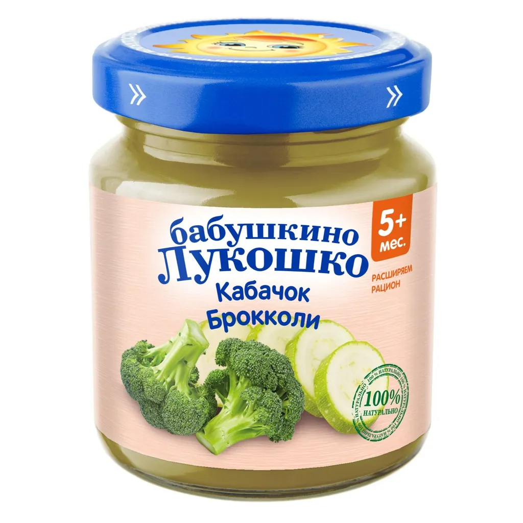 Бабушкино Лукошко Пюре кабачок брокколи, пюре, 100 г, 1 шт.