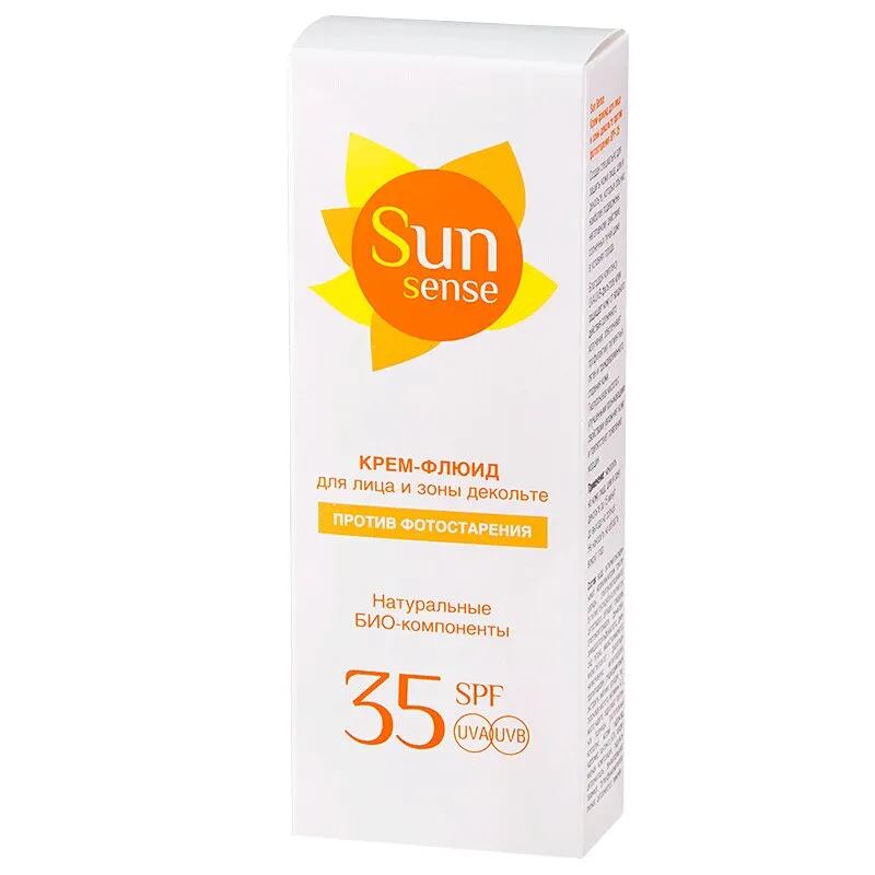 Sun Sensе Крем-флюид для лица и зоны декольте, SPF 35, крем-флюид, против фотостарения, 75 мл, 1 шт.