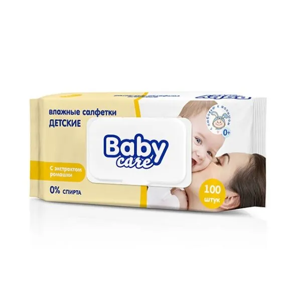 Baby Care Влажные салфетки для детской гигиены, с экстрактом ромашки, 100 шт.