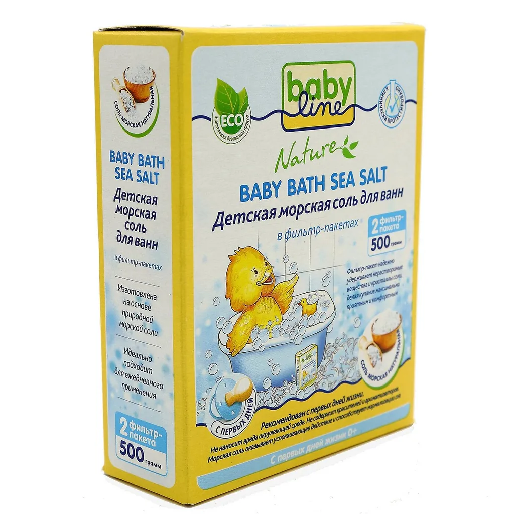 Babyline Nature соль морская детская для ванн, соль для ванн, натуральная, 250 г, 2 шт.