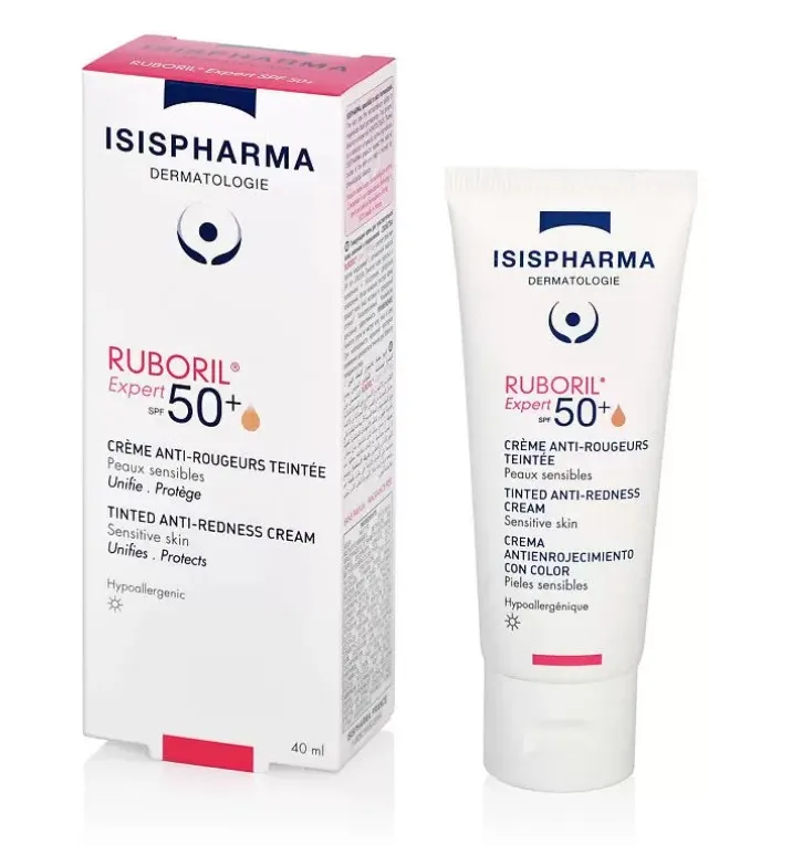 Isispharma Ruboril Expert Крем дневной тонирующий SPF 50+, крем для лица, от покраснений кожи, 40 мл, 1 шт.