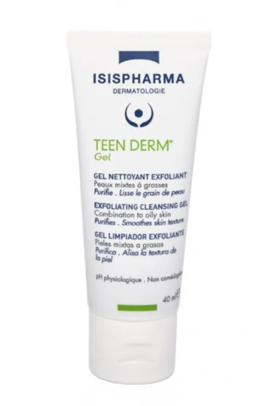 Isispharma Teen Derm Гель для умывания очищающий и отшелушивающий, гель для умывания, для проблемной кожи, 40 мл, 1 шт.