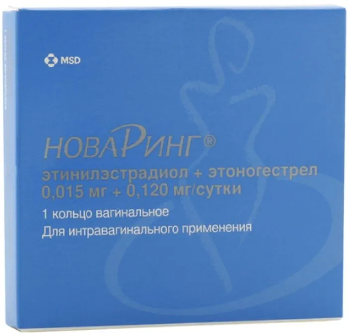 НоваРинг, 15 мкг+120 мкг/24 ч, кольца вагинальные, в комплекте с аппликатором, 1 шт.