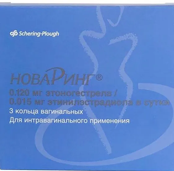 НоваРинг, 15 мкг+120 мкг/24 ч, кольца вагинальные, в комплекте с аппликатором, 3 шт.