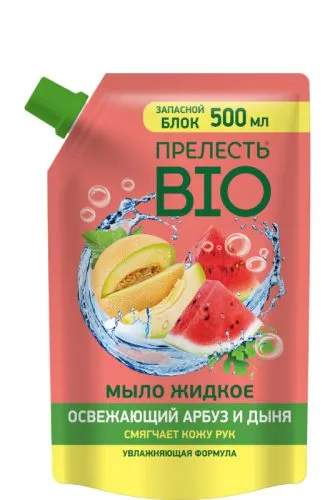 Прелесть BIO Жидкое мыло Освежающий арбуз и дыня, мыло жидкое, 500 мл, 1 шт.