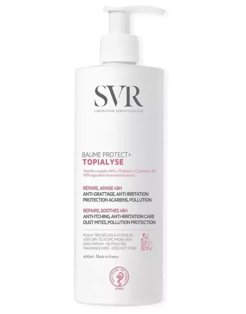 SVR Topialyse Protect+ Бальзам для чувствительной кожи, бальзам для лица и тела, для чувствительной кожи новорожденных, детей и взрослых, 400 мл, 1 шт.