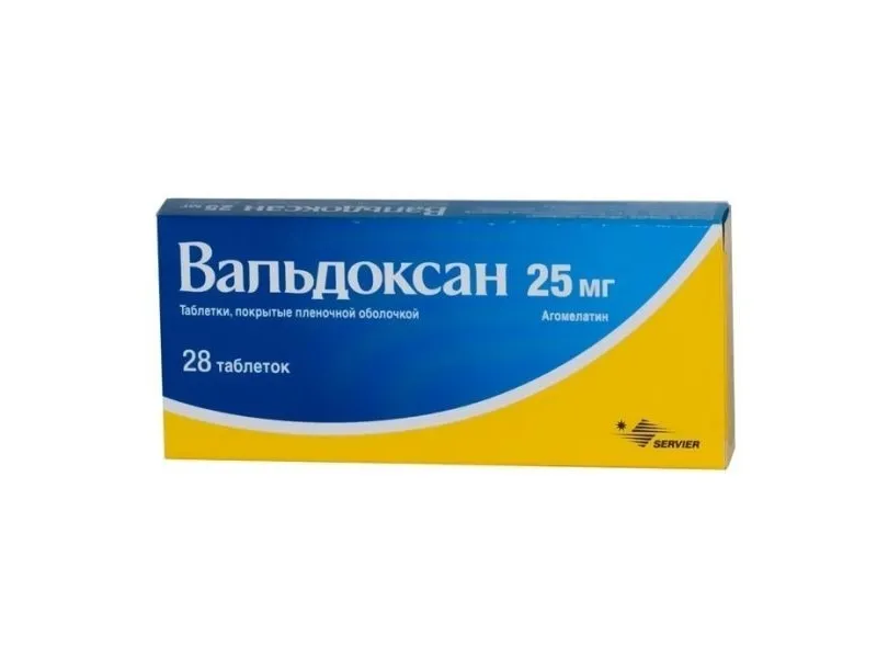 Вальдоксан, 25 мг, таблетки, покрытые пленочной оболочкой, 28 шт.