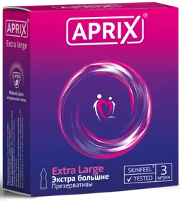 Презервативы Aprix Extra Large, презерватив, увеличенного размера, 3 шт.