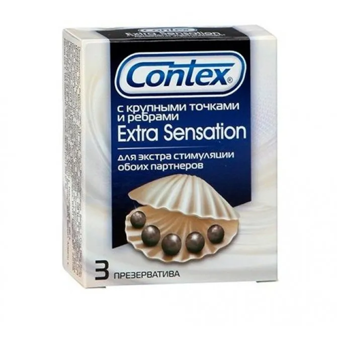 Презервативы Contex Extra Sensation, презерватив, с крупными точками и ребрами, 3 шт.