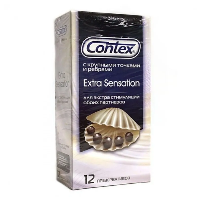 Презервативы Contex Extra sensation, презерватив, с крупными точками и ребрами, 12 шт.