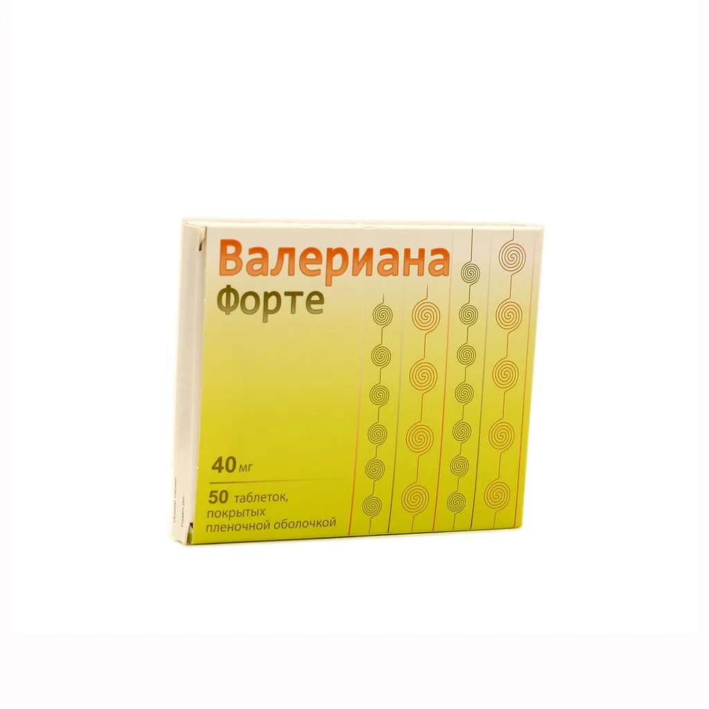 Валериана Форте, 40 мг, таблетки, покрытые пленочной оболочкой, 50 шт.