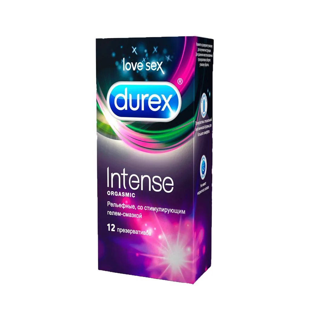 Презервативы Durex Intense orgasmic, презерватив, рельефные, 12 шт.