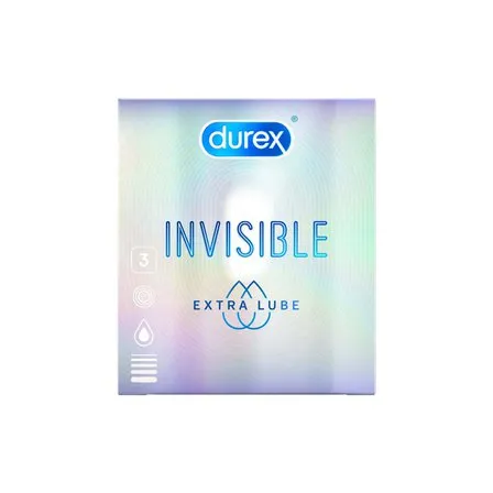 Презервативы Durex Invisible Extra Lube, презерватив, гладкие, 3 шт.